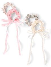 Girls Bow Satin Hair Scrunchie 4-Pack