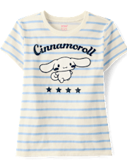 Girls Cinnamorollâ¢ Puff Print Striped Graphic Tee