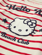 Girls Hello Kitty® Puff Print Beach Club Striped Graphic Tee