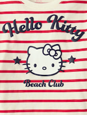 Girls Hello Kitty® Puff Print Beach Club Striped Graphic Tee