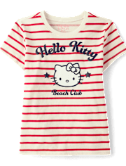 Girls Hello Kitty® Puff Print Beach Club Striped Graphic Tee