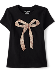 T-shirt graphique à nœud léopard pour fille