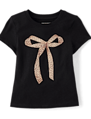 T-shirt graphique à nœud léopard pour bébé et petite fille
