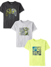 Lot de 3 t-shirts graphiques gaming pour garçons