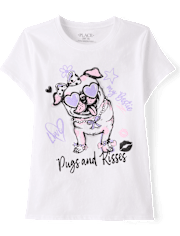 T-shirt graphique pour filles avec un chien