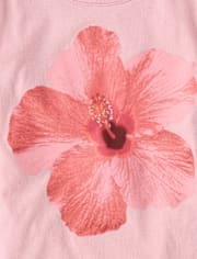 Girls Hibiscus Flower Graphic Tee