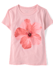 Girls Hibiscus Flower Graphic Tee