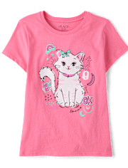 Girls Cat Graphic Tee