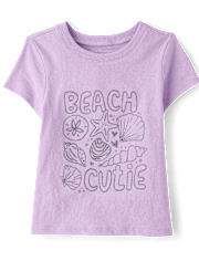 Baby And Toddler Girls Beach Day Graphic Tee