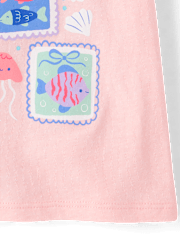 Baby And Toddler Girls Coastal Stamps Graphic Tee