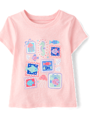 Baby And Toddler Girls Coastal Stamps Graphic Tee