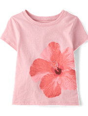 Baby And Toddler Girls Hibiscus Flower Graphic Tee
