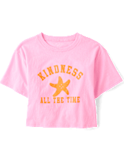 Girls Kindness Relaxed Cropped Graphic Tee