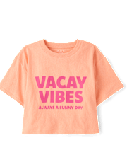 Girls Vacay Vibes Relaxed Cropped Graphic Tee