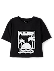 Girls Paradise Relaxed Cropped Graphic Tee
