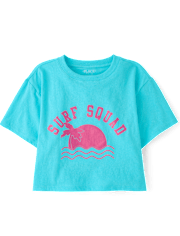 Girls Surf Squad Relaxed Cropped Graphic Tee