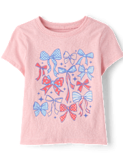 Baby And Toddler Girls Americana Bows Graphic Tee
