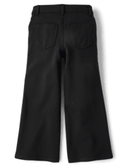 Girls Uniform Ponte Knit Pull On Wide Leg Pants