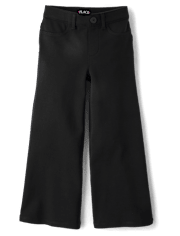 Girls Uniform Ponte Knit Pull On Wide Leg Pants