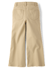Girls Uniform Ponte Knit Pull On Wide Leg Pants