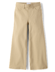 Girls Uniform Ponte Knit Pull On Wide Leg Pants
