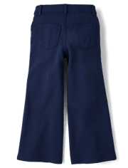 Girls Uniform Ponte Knit Pull On Wide Leg Pants