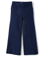 Girls Uniform Ponte Knit Pull On Wide Leg Pants