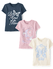 Girls Positive Words Graphic Tee 3-Pack