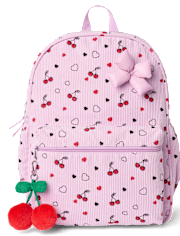 Girls Cherry Corduroy Backpack