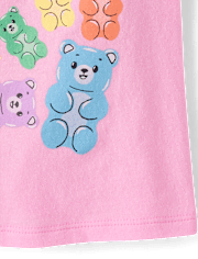 T-shirt graphique ourson bonbon pour bébés et petites filles