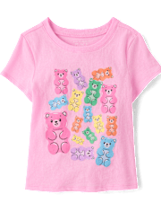 T-shirt graphique ourson bonbon pour bébés et petites filles