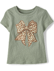 Baby And Toddler Girls Leopard Bow Graphic Tee