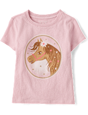 Baby And Toddler Girls Horse Graphic Tee