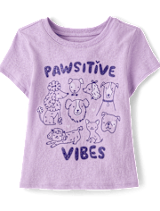 T-shirt graphique « Pawsitive Vibes » pour bébés et petites filles