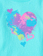 T-shirt à motif cœur et éclaboussures de peinture pour bébés et petites filles