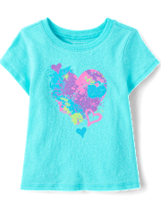 T-shirt à motif cœur et éclaboussures de peinture pour bébés et petites filles