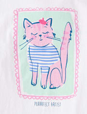 T-shirt graphique chat pour filles