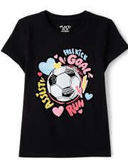 Girls Soccer Ball Graphic Tee