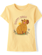 Girls Happy Capybara Graphic Tee