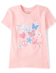 T-shirt graphique à patchs pour filles