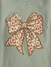 Girls Leopard Bow Graphic Tee