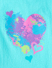 Girls Paint Splatter Heart Graphic Tee