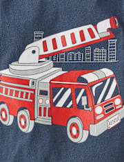 Baby And Toddler Boys Fire Truck Graphic Tee
