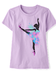 Girls Paint Splatter Ballerina Graphic Tee