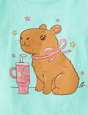 Girls Capybara Drink Graphic Tee