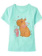 Girls Capybara Drink Graphic Tee