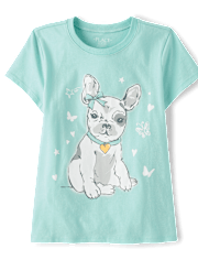 Girls Dog Butterfly Graphic Tee