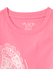 Girls Faux Lace Butterfly Graphic Tee