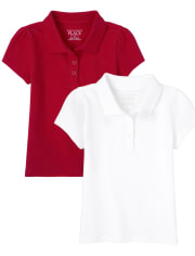Toddler Girls Uniform Pique Polo 2-Pack