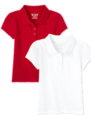 Polo de piqué de uniforme para niñas pequeñas, paquete de 2